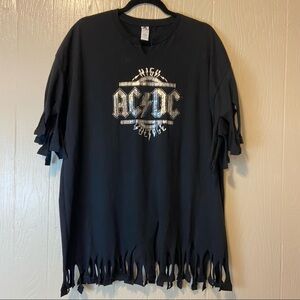 Platinum by ALSTYLE High AC⚡️DC Voltage Distressed Big Fringe & Cut Up Tee Shirt